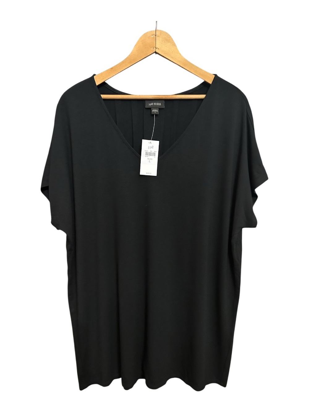 NWT J. Jill Wearever Collection Tunic Top Large Black Minimalist Lagenlook $69